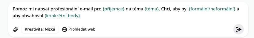 Ukázka připraveného promptu