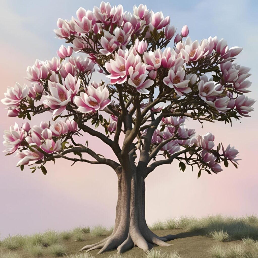 Strom magnolie vygenerovaný v Canvě