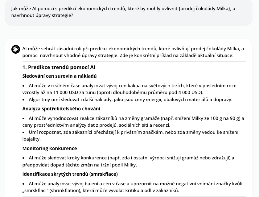 Příklad predikce ekonomických trendů pomocí aplikace Octodeep.