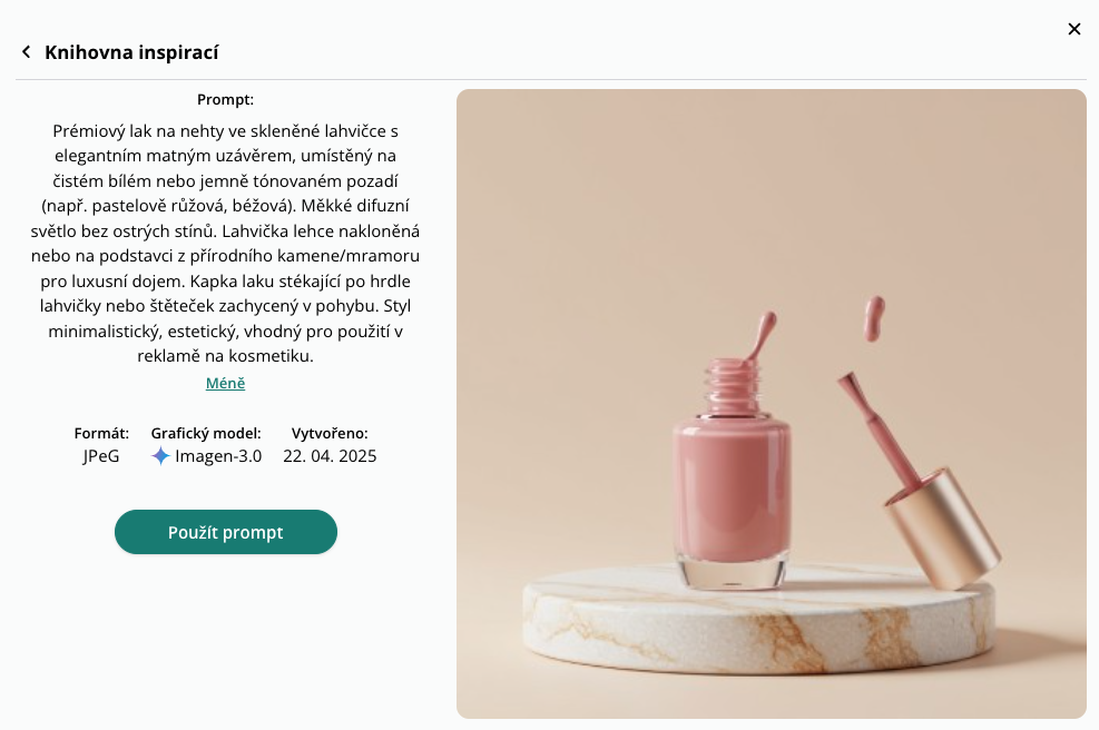 Knihovna inspirací v aplikaci Octodeep.