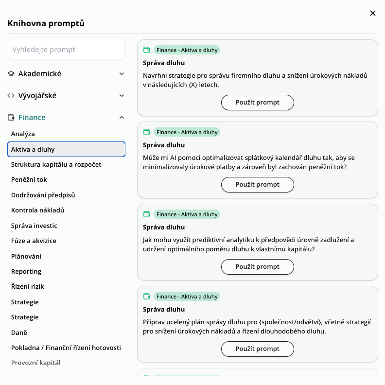 Finance v knihovně promptů Octodeep.