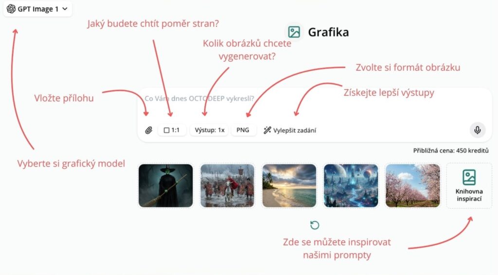 Generování obrázků v aplikaci Octodeep.