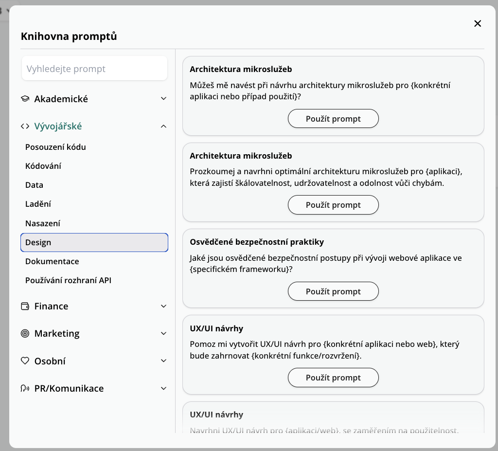 AI prompty v kategorii vyvojářské v OCTODEEP
