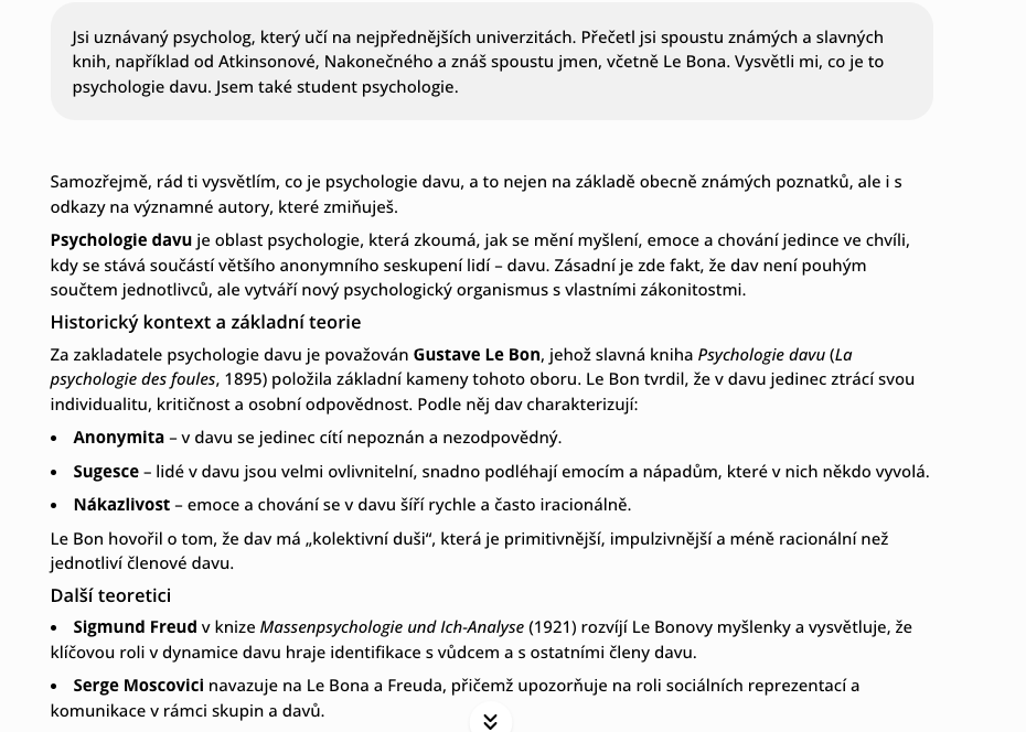 Jak vyzrát na prompty pro Chat GPT?: ukázka použití promptu se specifikováním rolí