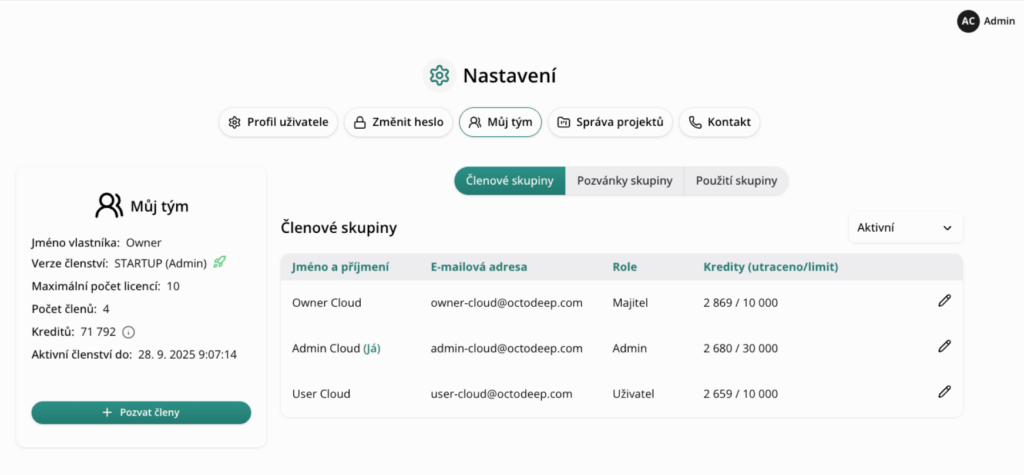 AI pro firmy v Octodeep - admin